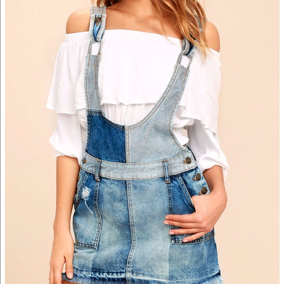 free people denim overall dress